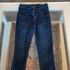 Dark wash high rise skinny jeans